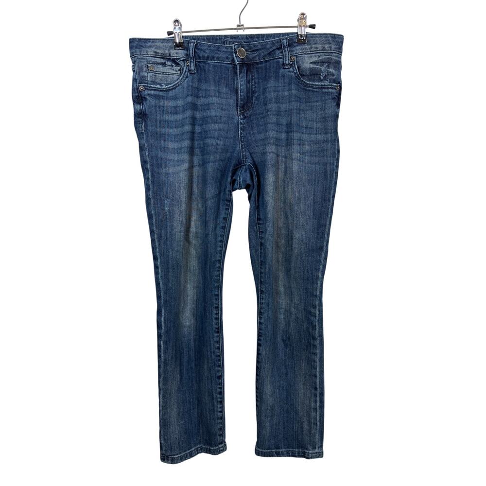 KUT from the Kloth Ankle Straight Leg Jeans Womens 8 Blue Stretch Distressed